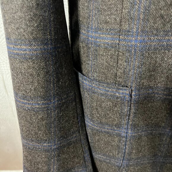 Spada Roma Mens Gray Plaid Wool Single Breasted Two Button Blazer Size 52 - Picture 3 of 7